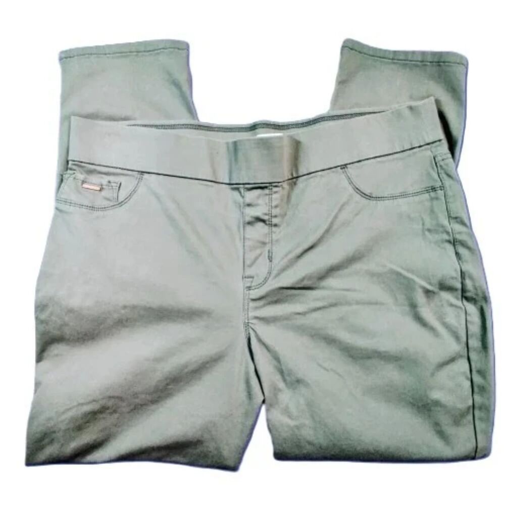 Nine West Heidi Pull-On Crop Pants Women’s Size 16 Green Cotton Stretch